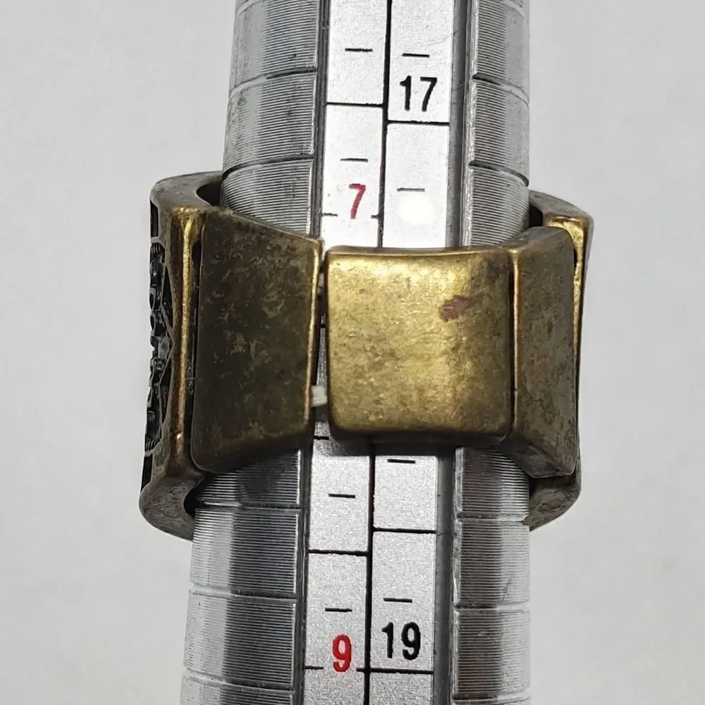Orange & Gold Tone Stretchy Ring